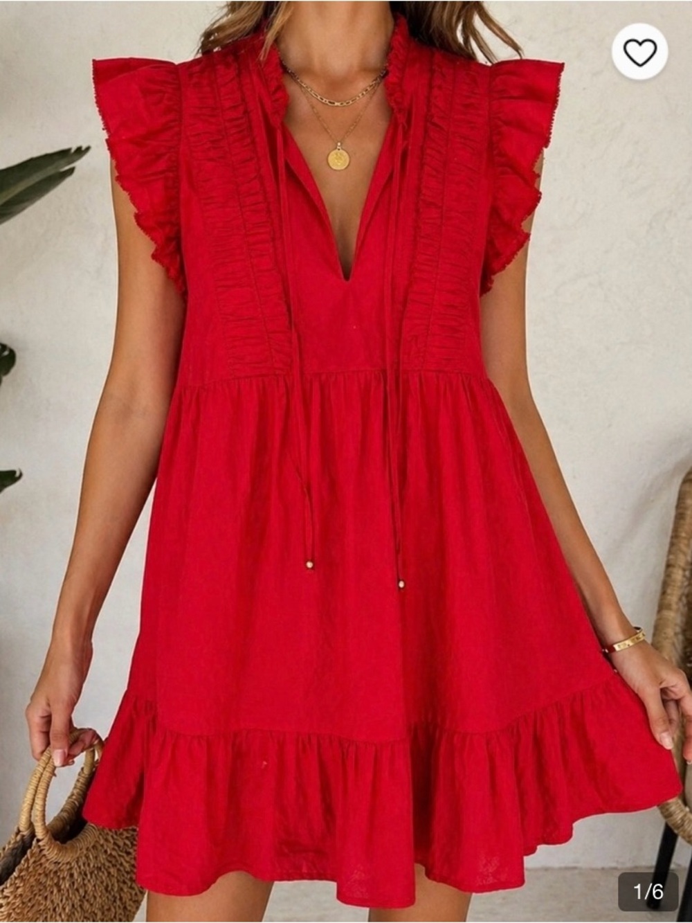 Caroline Constas Red Ruffle Dress - Picture 1 of 9
